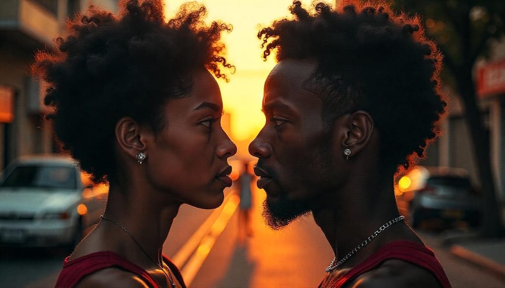 imagem conceitual e impactante que represente o racismo estrutural no Brasil e a necessidade de superá-lo. Visualize uma cena com sombras escuras e profundas que representam o passado escravista e racista do Brasil, projetadas sobre uma paisagem urbana brasileira contemporânea, mostrando a persistência do racismo no presente.