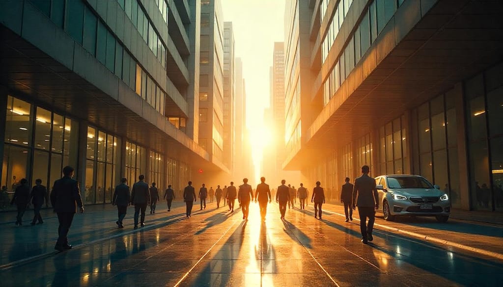 imagem conceitual e impactante que represente a ilusão do crescimento das startups brasileiras, contrastando o brilho superficial com a desigualdade subjacente. Visualize um cenário urbano moderno e tecnológico (prédios espelhados, luzes neon, símbolos de startups e tecnologia) que represente os "hubs de inovação" no Brasil, mas com uma base frágil e desigual: pode ser um espelho quebrado refletindo o brilho superficial, ou uma estrutura de vidro elegante com rachaduras e desigualdades na base, ou ainda, pessoas em destaque no topo (representando o sucesso de algumas startups) e sombras/silhuetas na base (representando a maioria lutando e na desigualdade).